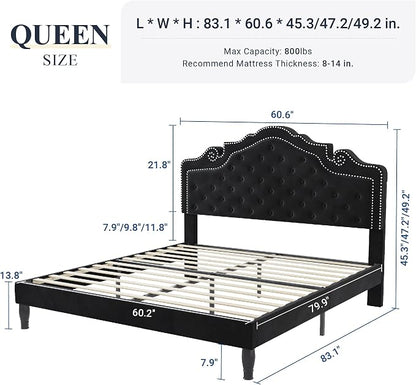 Allewie Queen Velvet Bed Frame - Image 2