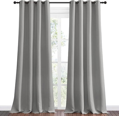NICETOWN Silver Grey Room Darkening Curtain Panels 108" Long - Image 2