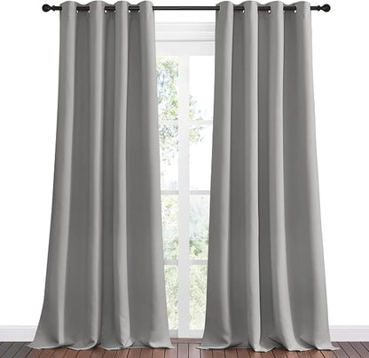 NICETOWN Silver Grey Room Darkening Curtain Panels 90" Long - Image 2