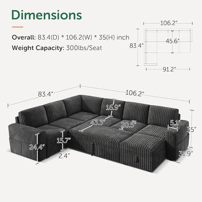 HONBAY Modular Sectional Sleeper Sofa - Image 2