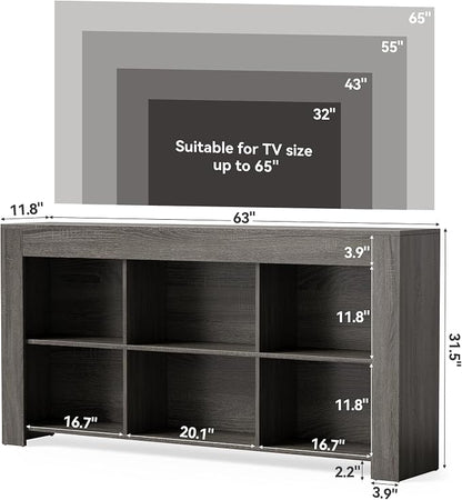 LITTLE TREE TV Stand with Storage, 63-Inch Entertainment Center with Shelves - Image 3
