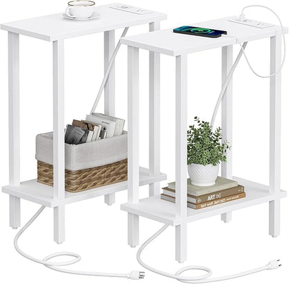 TUTOTAK Small End Table with Charging Station, Narrow Side Table with USB Ports by ChoosetutotakFurnitureBuildYourCozyHome