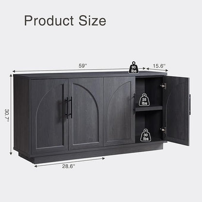 Fatmok Buffet Cabinet with Storage, Wood Media TV Console Table Credenza - Image 2