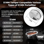 IKAPE Coffee Products, 51mm Coffee Distributor & Hand Tamper, Adjustable Depth Espresso Distributor Fits All 51mm Espresso Portafilter, Compatible with Delonghi Bottomless Portafilter (White)