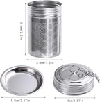 2 Pack Tea Strainers Infuser for Loose Tea 304 Stainless Steel Mesh Loose Leaf Steeper Diffuser with Chain Hook and Threaded Lid for Black Tea, Spices and Seasonings