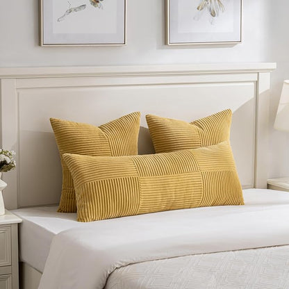 Fancy Homi 2 Packs Mustard Yellow Decorative Throw Pillow Covers 18x18 Inch - Image 5