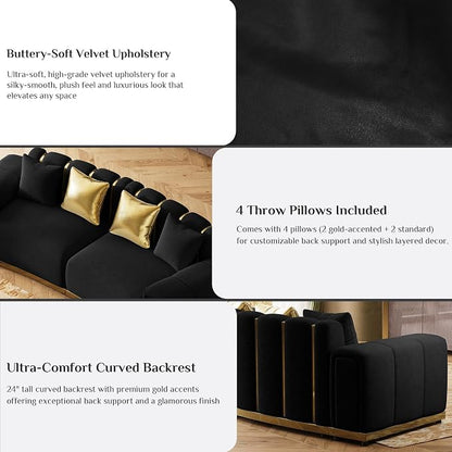 Oversized Velvet Chesterfield Couch - Image 5