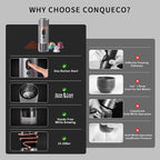CONQUECO Portable Espresso Machine Travel: 12v Car Coffee Maker for Camping - Small Electric - 2.5 Mins Heating - 8 Cups Espresso for One Charge
