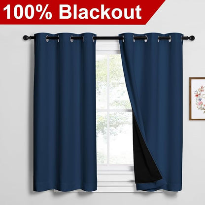 NICETOWN Moroccan Blue 100% Blackout Curtains 2 Panels - Image 2
