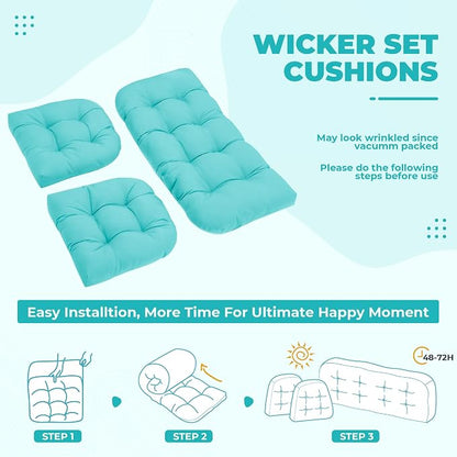 DANGHOOGY Wicker Chair Cushions, Waterproof Outdoor Loveseat Cushions - Image 6