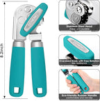 Beneno Can Opener Manual with Magnet, Hand Held Heavy Duty Can Opener with Durable Sharp Blade Smooth Edge, Big Effort-Saving Knob, Soft Grip Rubber Handle, Multifunctional Bottle Opener, Turquoise