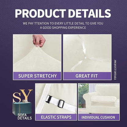 ZNSAYOTX Oversized Velvet 3 Piece Couch Cover - Image 4