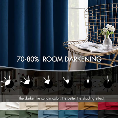 MIULEE Velvet Curtains 50W x 108L 2 Panels Navy Blue Blackout Curtains | Luxury - Image 4