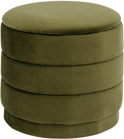 15" Upholstered Round Velvet Ottoman - Image 3