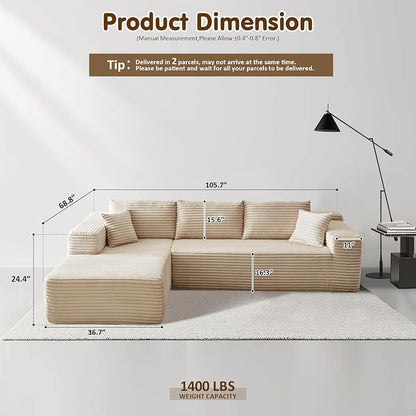 ovios 104" Cloud Boneless Couch - Image 2
