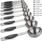 Magnetic Measuring Spoons Set of 9 Stainless Steel Stackable Measuring Spoons Heavy Duty Nesting Teaspoons Tablespoons for Measuring Dry and Liquid Ingredients