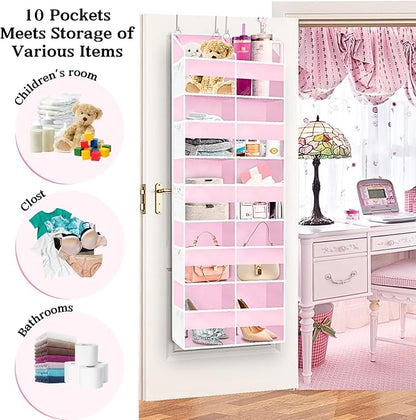 Ofiray-home Pink Over The Door Organizer 5 Tiers, Extra Large Behind Door - Image 3