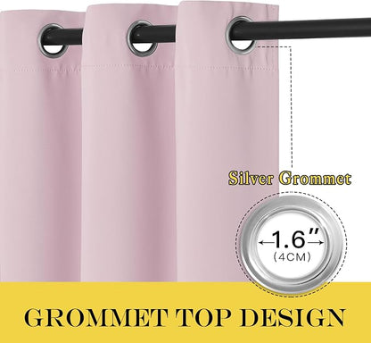 NICETOWN Room Darkening Baby Pink Curtains W100 x L84 - Image 5