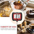 BOMATA Candy Thermometer with Pot Clip, Instant Read Cooking Thermometer with 8" Long Probe, Rotating Display, for Candy Making, Food, Candle Making, Liquids, Water, Baking, Sugar, Grilling. Black