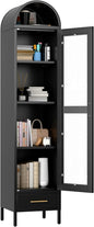 METAN Metal Arched Storage Display Cabinet, 1 Glass Door and Bottom 1 Drawer by METAN