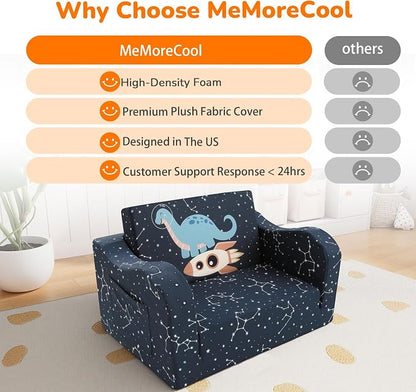 MeMoreCool Toddler Couch, 2-in-1 Kids Couch Fold Out to Lounger, Comfy Toddler - Image 6