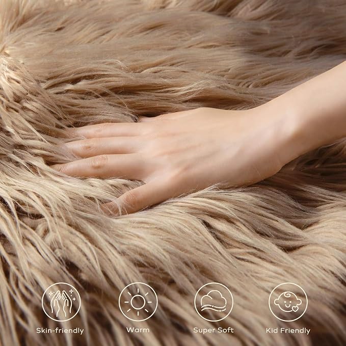 Ashler Faux Fur Rug, 2 x 3 Ft, Machine Washable | Fluffy Shaggy Rug, Ultra Soft - Image 6