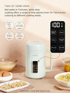 balbali Portable Electric Pot for Cooking Dorm Room - 28oz Non-stick Travel Electric Kettle, Mini Hot Pot with Temperature and Time Control - Self Heating Soup/Rice/Ramen Cooker/Warmer Green