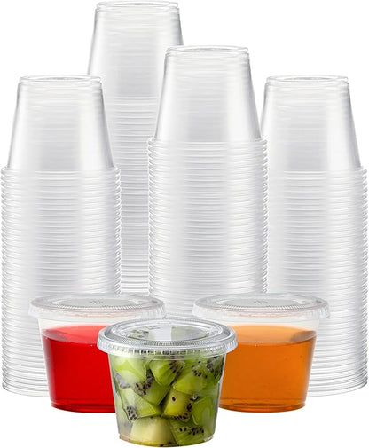 TashiBox 200 Sets-5.5 Ounce Disposable Plastic Jello Shot Cups with Lids, Souffle Portion Cups…