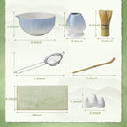 7-Pcs Matcha Whisk Set - Ceramic Matcha Set Includes Bowl,Whisk,Holder,Bamboo Scoop,Scoop Rest,Sifter & Tea Towel – Japanese Traditional Tea Kit for Beginners & Tea Lovers (Gradient Blue)