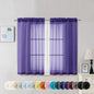 Chyhomenyc Purple Sheer Curtains 45 Inch Long 2 Panels, Light Filtering Rod by Chyhomenyc