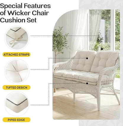 1 MIDDLE ONE Wicker Chair Cushions 3 Pieces Set - Image 5