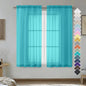 Turquoise Sheer Curtains 54 Inches Long 2 Panels by OVZME