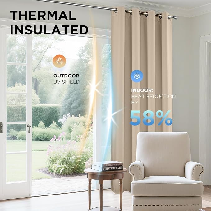 Joydeco Blackout Curtains 63 Inch Length 2 Panels Set, Thermal Insulated Long - Image 4