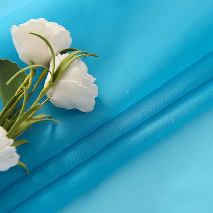 SpaceDresser Basic Rod Pocket Sheer Voile Window Curtain Panels Cyan Blue 1 - Image 5