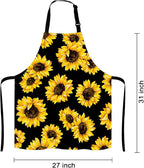 Sunflowers Black Tropical Flower Daisy Adjustable Bib Apron, Cute Floral Sunflower Cooking Kitchen Apron for Men Women