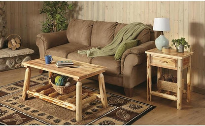 CASTLECREEK Log Coffee Table, Rustic Natural Weathered Look Wooden Rectangular - Image 4