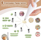 9-Piece Reusable Piping Bags and Tips Set- Cotton Baking Kit with Coupler, Stainless Steel Nozzles & Cleaner for Cakes/Cupcakes/Cookies Decorating