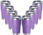 DOMICARE 20oz Tumbler with Lid Stainless Steel Tumblers Bulk, Double Wall Vacuum Insulated Coffee Travel Mug Powder Coated Tumbler, 8 Pack Purple