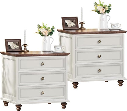 Joaxswe 24" Wide Farmhouse Night Stand Set of 2, Large End Table by Joaxswe