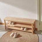 XKZG Storage Bench Wooden Shoe Rack Bench Simple Style Wood Entryway Bench (Natural,47.2")