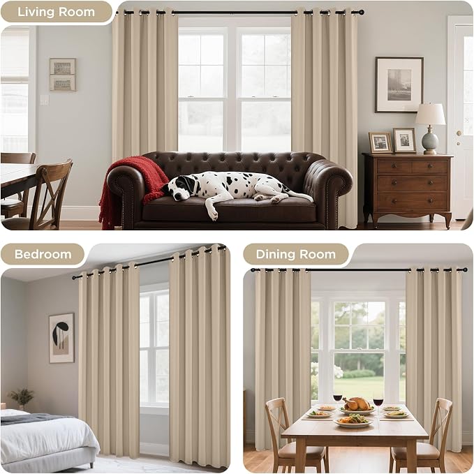 Joydeco Beige Curtains 95 Inches Long 2 Panels Set, Thermal Insulated Long - Image 6