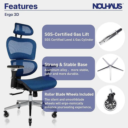 Nouhaus Ergo3D Ergonomic Office Chair Lumbar Support Mesh Office Chair - Image 7