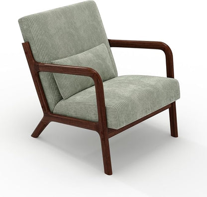 Garvee Mid-Century Modern Accent Chair, Wide-Wale Corduroy Upholstery, Solid - Image 7