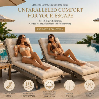 Outdoor Chaise Lounge Cushion, Waterproof 74.4x22x4.7 Inch Thick Cotton Filled - Image 2