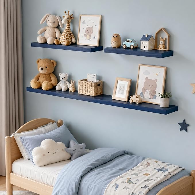 fuqing Dark Blue Floating Shelves | 24 Inch Floating Shelves - Image 2