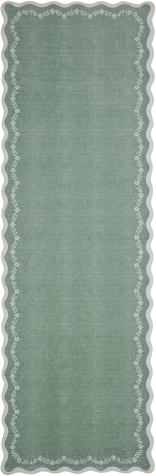 GarveeHome 2.5x10 Scalloped Washable Runner Rug Long Hallway Kitchen Rug | Soft - Image 8