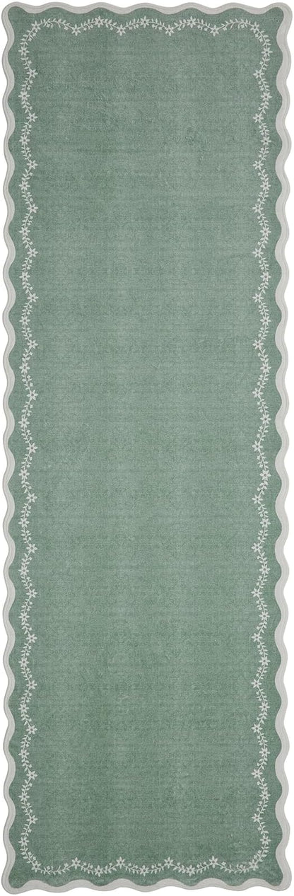 GarveeHome 2.5x8 Scalloped Washable Runner Rug Non Slip Hallway Kitchen Rug | - Image 8