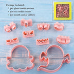 10Pcs Halloween Cookie Cutters, 3D Cookie Cutter with Plunger Stamp, Ghost Biscuit Cutters Cake Baking Fondant Embosser Stamps Halloween Party DIY Cake Decorating Tools(L10)