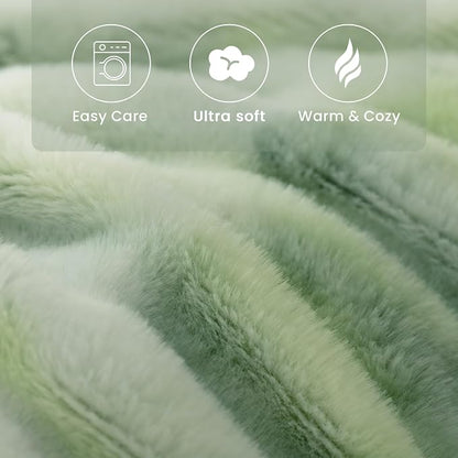 Ultra Soft Cozy Faux Fur Throw Blanket, Fuzzy Plush Thick Bubble Blanket - Image 5