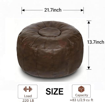 Thgonwid Unstuffed Moroccan Storage Pouf Foot Stool Ottoman Seat Handmade Faux - Image 3